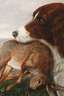 J. Heyn, Jagdhund mit Hasen