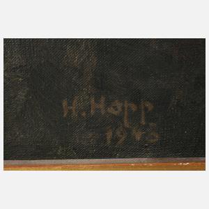 H. Hopp, Portrait vor Ruinen