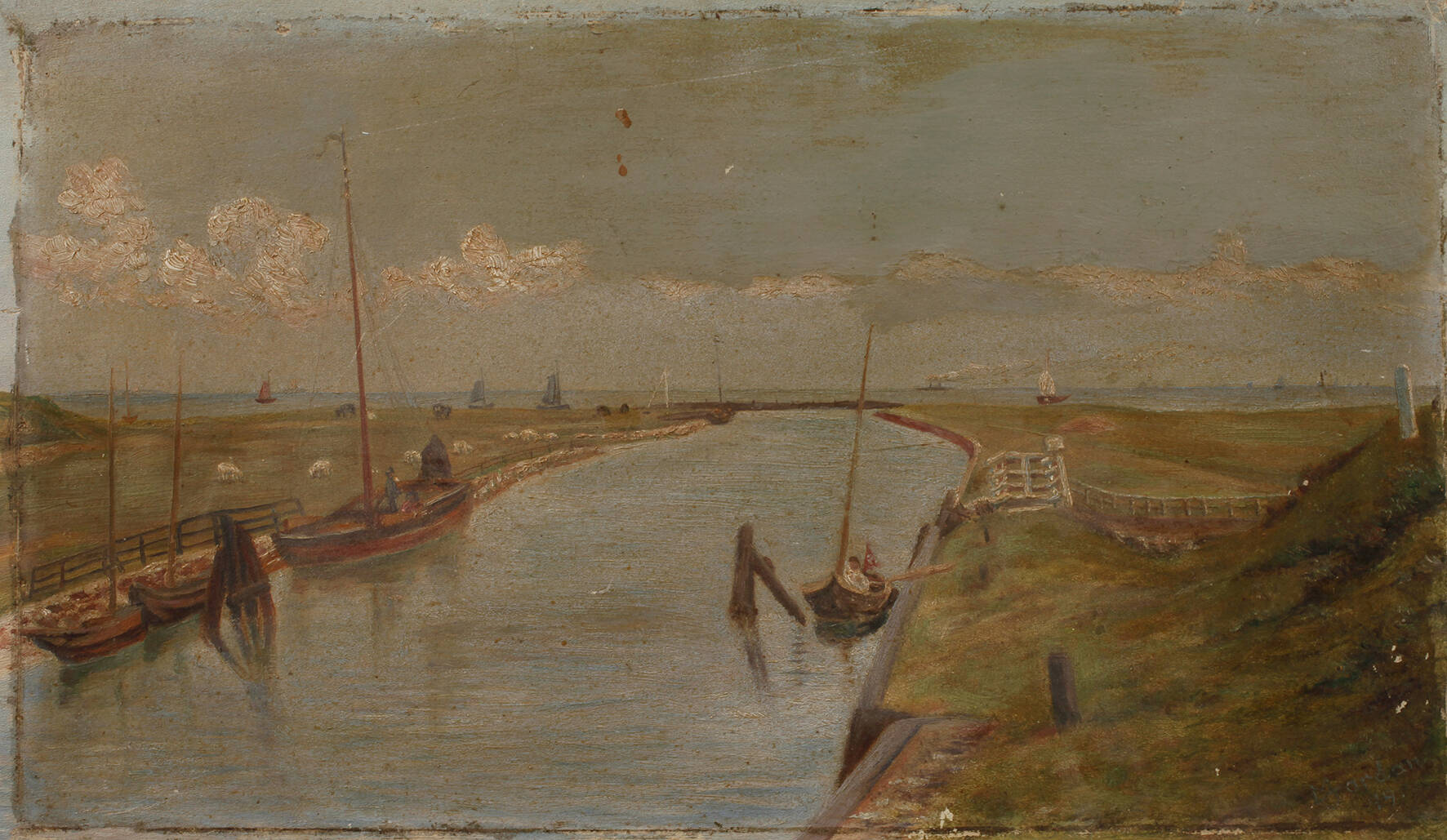 Ludwig von Jordan, Kanal in flacher Landschaft