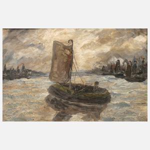 Prof. Walther Klemm, attr., Segelboot im Hafen