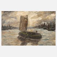 Prof. Walther Klemm, attr., Segelboot im Hafen111