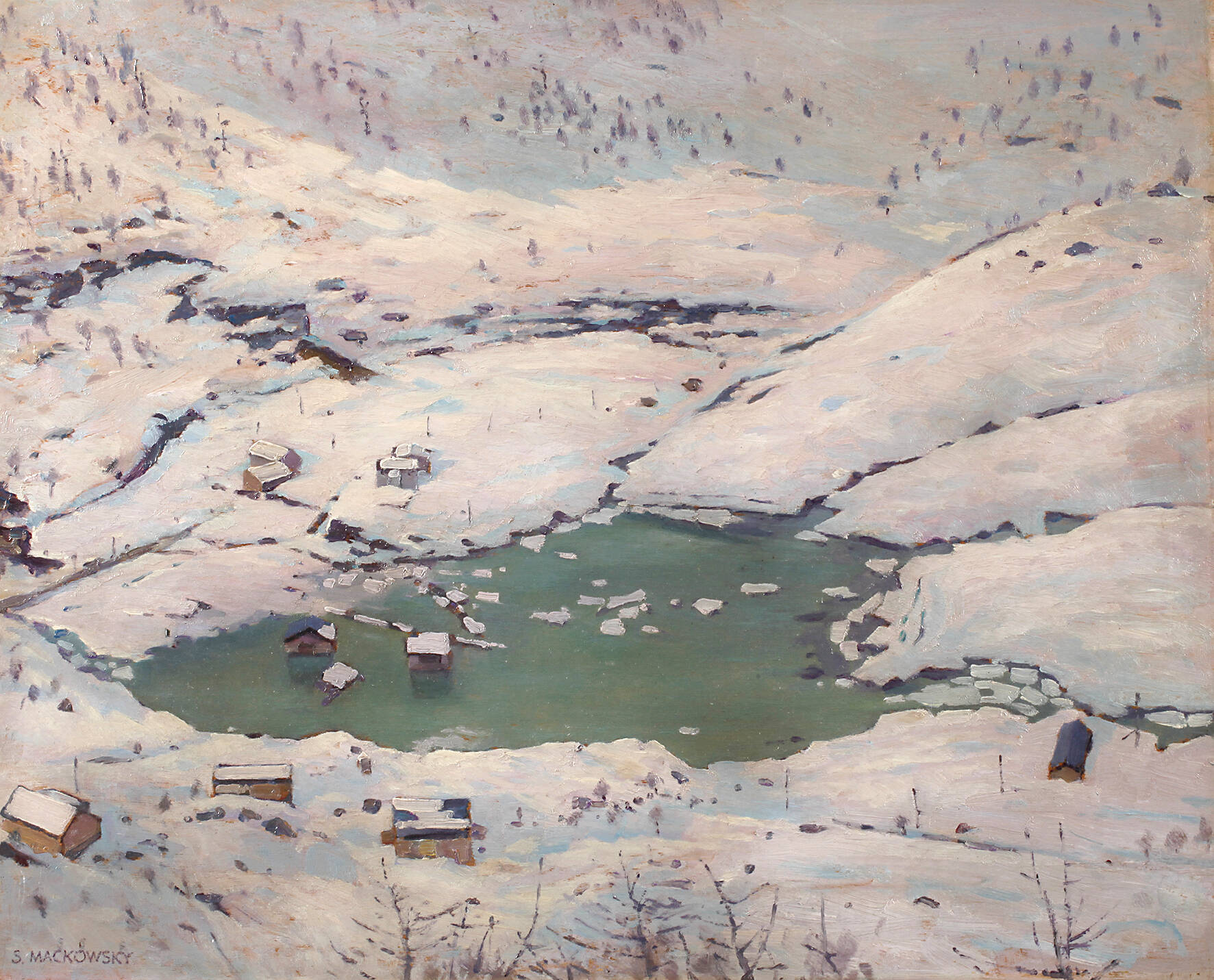 Siegfried Mackowsky, "Winterlandschaft mit Bergsee"