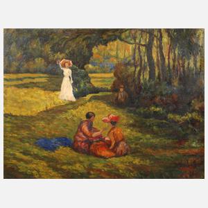 F. Masin, Frauen im Park