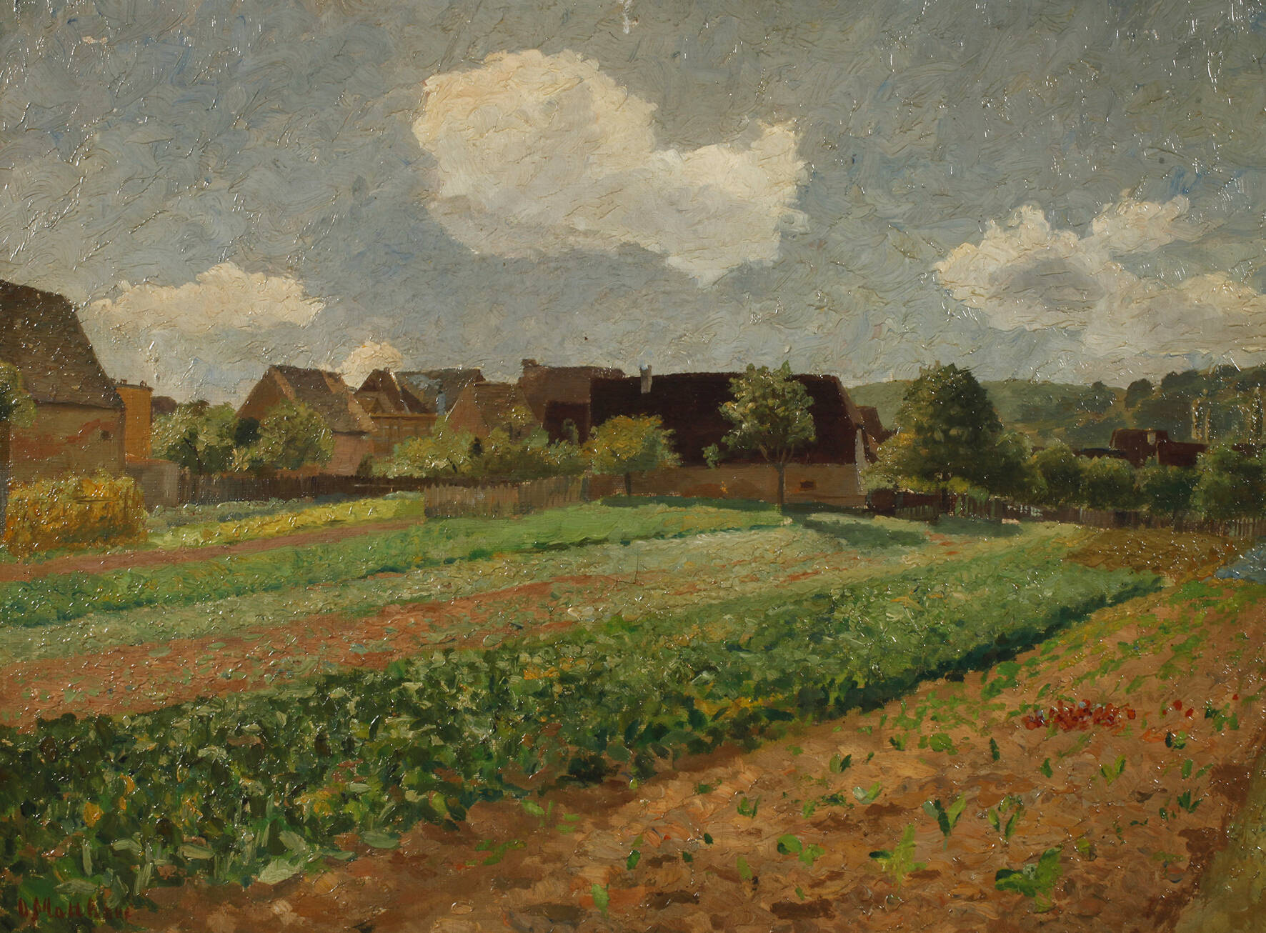 Otto Matthaei, attr., Feld am Dorfrand