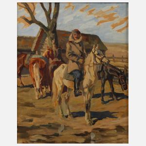 Reiter in herbstlicher Landschaft