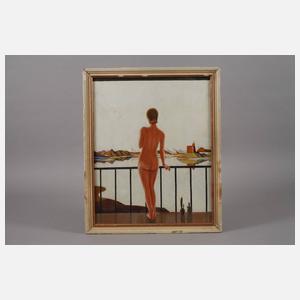 Damenakt am Geländer