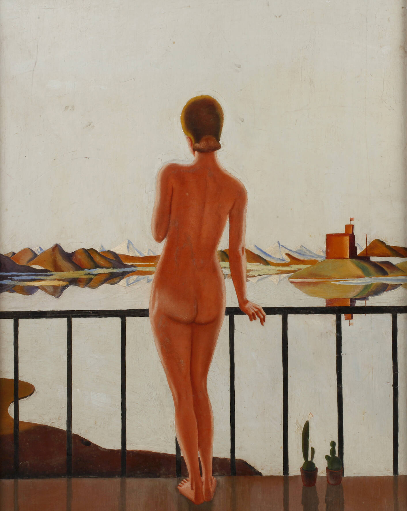 Damenakt am Geländer