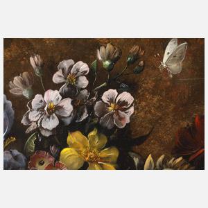 Stillleben mit Papageien und Stieglitz