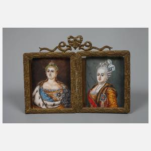 Drei Doppelportraits en miniature