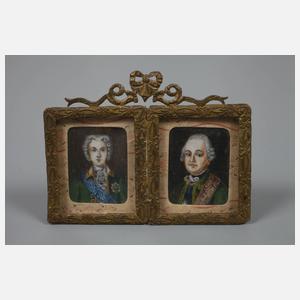 Drei Doppelportraits en miniature