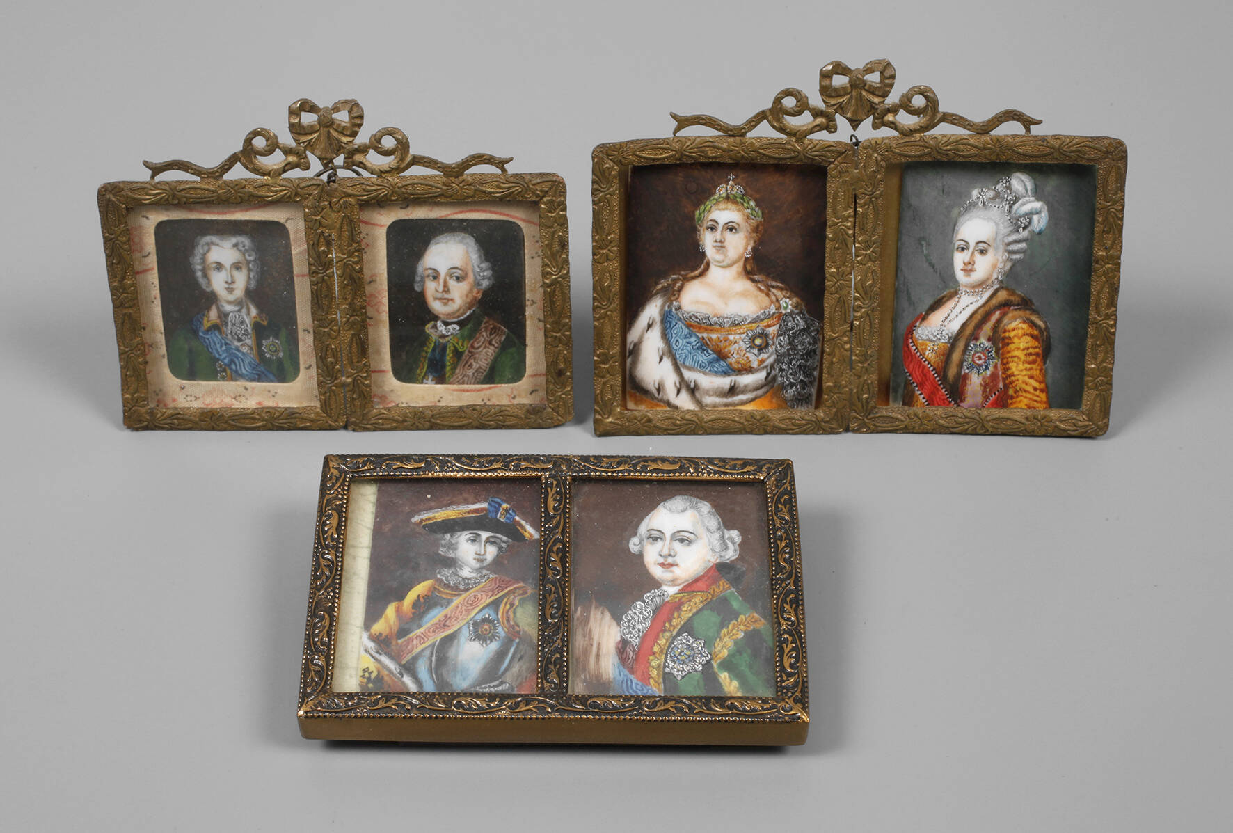 Drei Doppelportraits en miniature