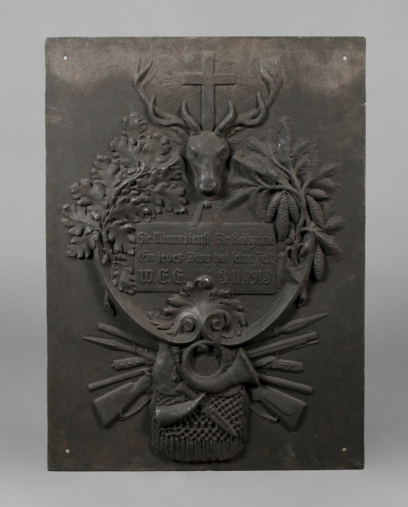 Jagdliche Wandplatte Gusseisen