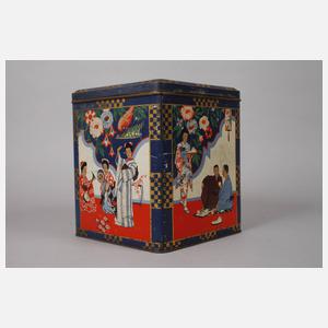 Werbefigur und Teedose