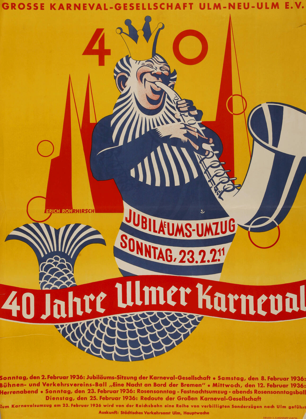 Plakat 1940er Jahre Ulmer Karneval