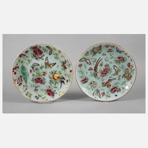 Zwei Zierteller Seladon