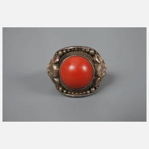 Silberring mit Koralle