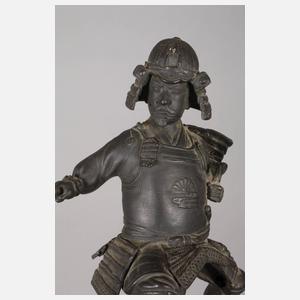 Bronzeplastik reitender Samurai