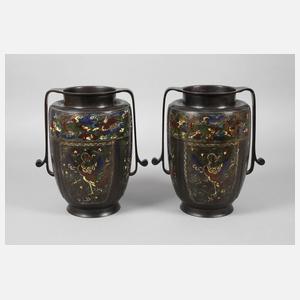 Paar Cloisonnévasen