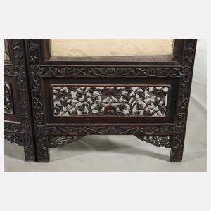 Paravent mit Seidenstickerei