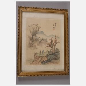 Drei Seidenmalereien