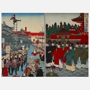 Zwei Farbholzschnitte Japan