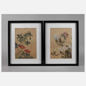 Zwei Seidenmalereien