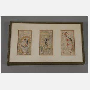 Fünf asiatische Papierarbeiten