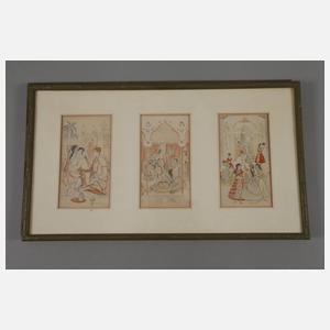 Fünf asiatische Papierarbeiten