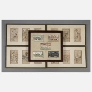 Fünf asiatische Papierarbeiten