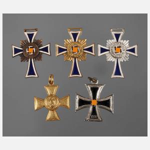 Fünf Ordensminiaturen 3. Reich