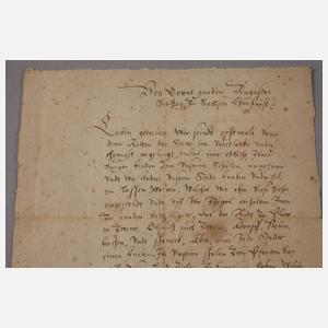 Brief des Kurfürsten Augustus von Sachsen