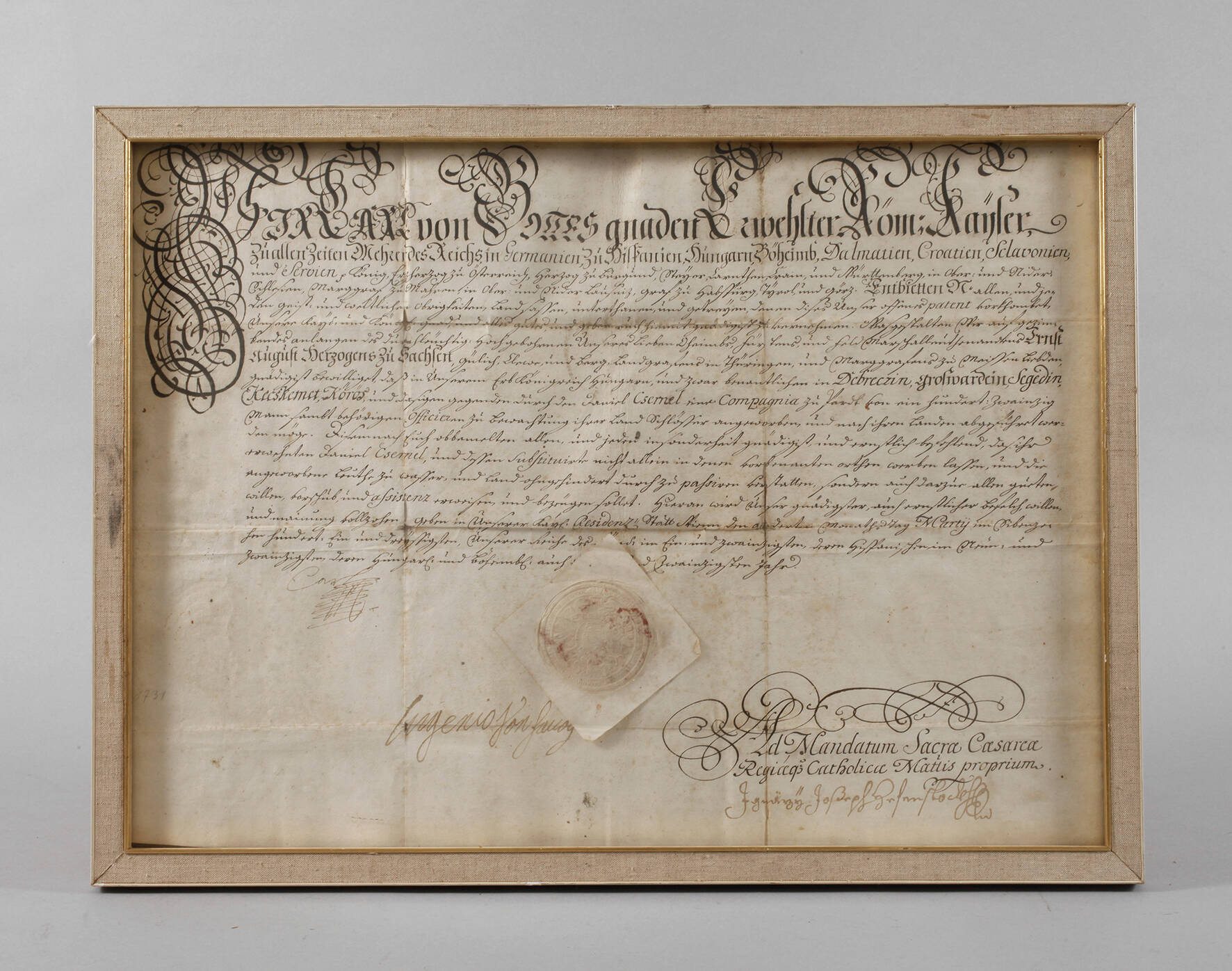 Kaiserlicher Brief mit Unterschrift von Prinz Eugen