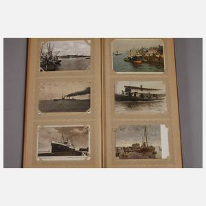 Postkartenalbum Schiffe, Eisen- und Schwebebahn