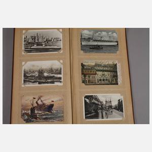 Postkartenalbum Schiffe, Eisen- und Schwebebahn