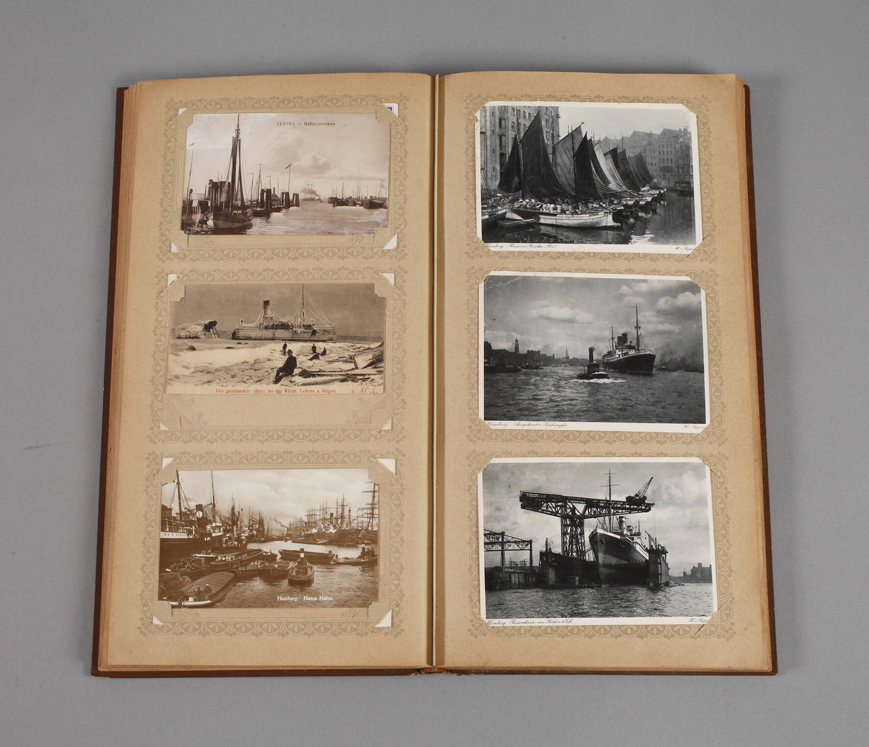 Postkartenalbum Schiffe, Eisen- und Schwebebahn