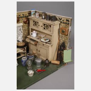 Puppenküche mit umfangreichem Zubehör