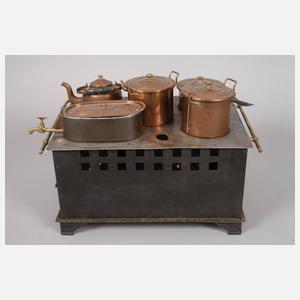 Bing großer Puppenherd mit Kupfertöpfen