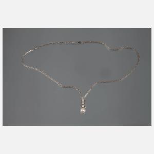 Collier mit Brillanten und Perle