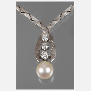 Collier mit Brillanten und Perle