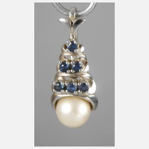 Anhänger mit Perle und Saphiren