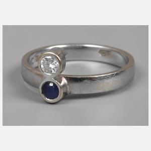 Damenring mit Saphir und Brillant