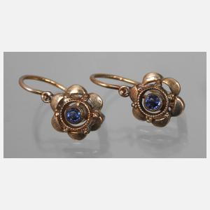 Paar Ohrhänger mit Saphiren