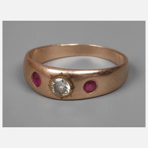 Damenring mit Rubinen und Diamant