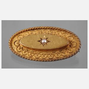 Goldbrosche mit Perle