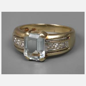 Damenring mit Aquamarin und Diamanten