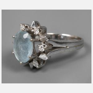 Damenring mit Aquamarin und Brillanten