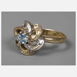 Damenring mit Aquamarin und Brillanten