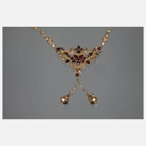 Granatcollier Biedermeier
