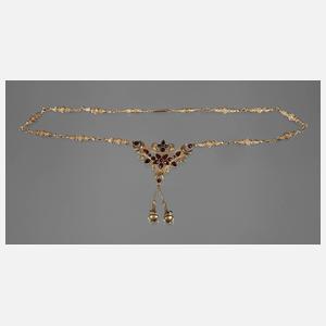 Granatcollier Biedermeier