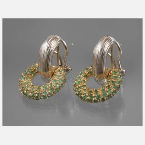 Paar Ohrstecker mit Smaragden